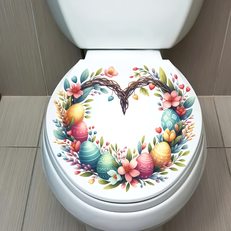 

Easter Love Egg Wall Decal - Waterproof Floral Vinyl Sticker For Bathroom & Toilet Decor, Easy Aesthetic Art