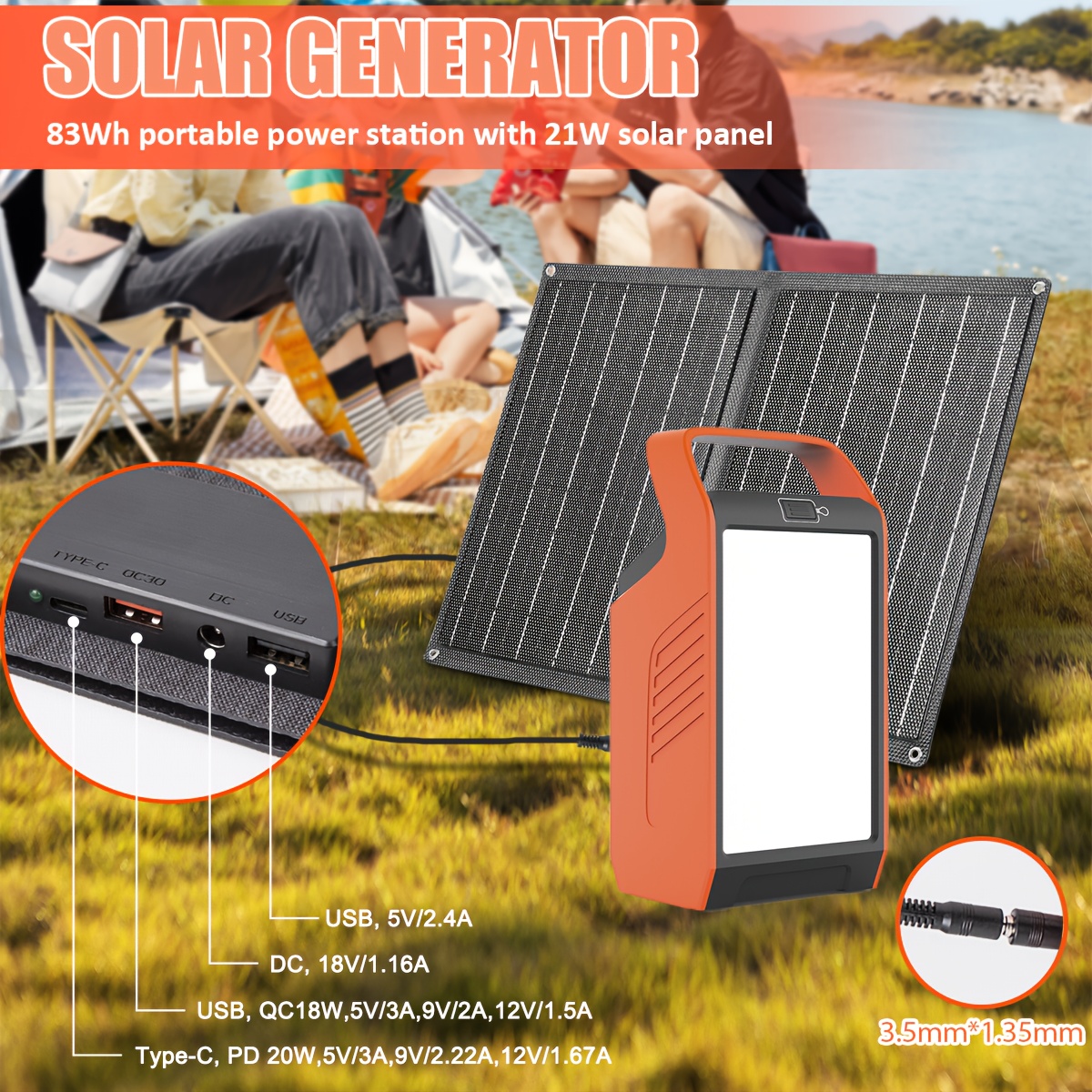 portable power station 80w with ac outlet solar generator qc3 0 fast charging pd45w 22500mah battery solar   car charging compact lightweight for camping rv home emergencies outdoor   plug   l5 30r ideal for phones laptops appliances emergency backup modern generator reliable performance fastcharging device rv travelers Product details 0