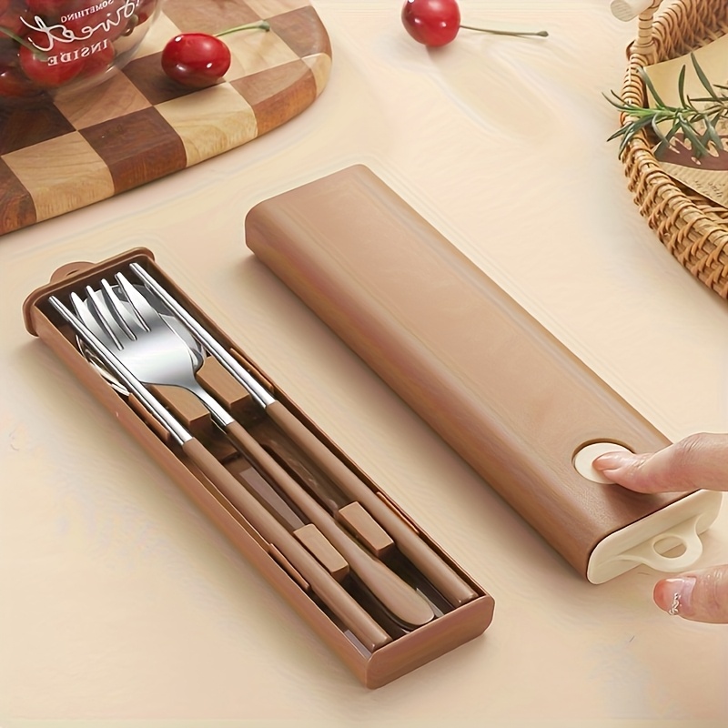 customizable stainless steel cutlery box with handle personalized text   forks spoons chopsticks cute storage box ideal for picnics parties travel outdoor dining   customizable design durable construction Product details 2