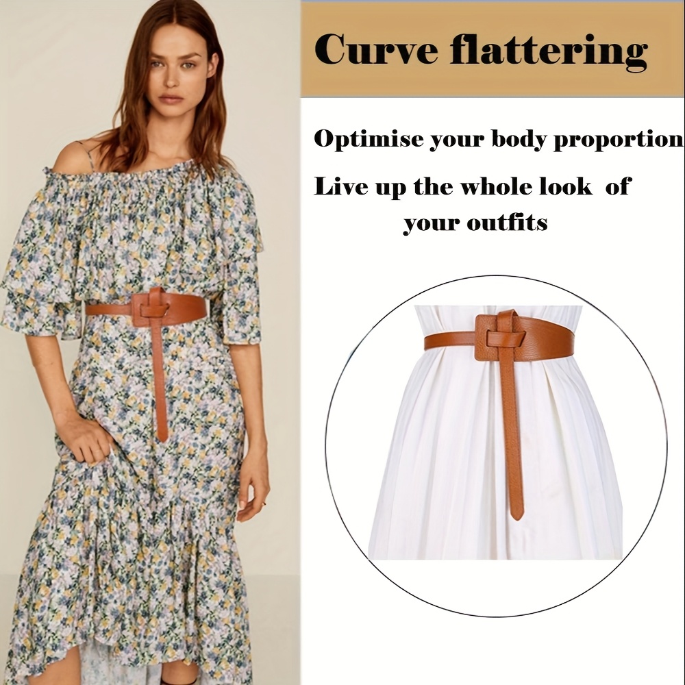 Genuine Leather Tie Knot Waist Belt for Dresses Jumpsuits Coats Women Dress Belt for Jumpsuit Coat Fashion Tie a Knot  main image 4