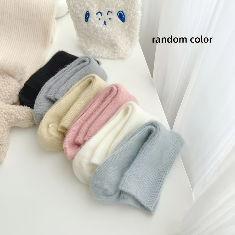 TEMU Cashmere Socks 5 Pairs Random Colors Spring Summer Wear Soft And Comfortable -friendly Warm Sweat-absorbing Sports Socks Maternity Postpartum