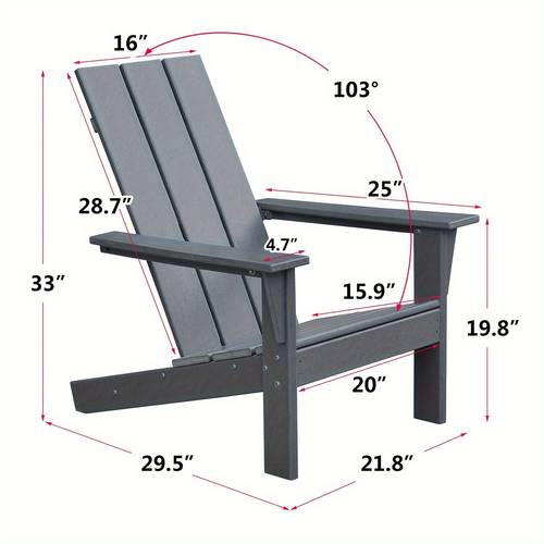 1pc ergonomic high density polyethylene adirondack chair uv resistant outdoor patio chair with 304 stainless bolt easy to clean adult size