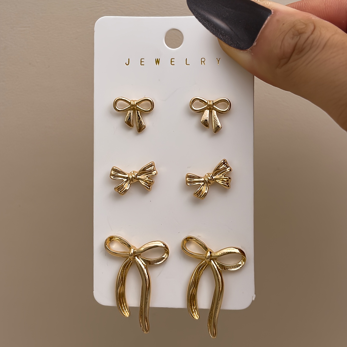 TEMU 3 Paires de Boucles d'Oreilles à Clous pour Femmes, Style Minimaliste et Élégant, Mini Pendentifs à Franges et Nœud, Parfaites pour ou une
