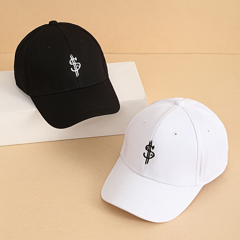 

2pcs Black And White Solid Color Cotton Baseball Cap, Adjustable (58cm/22.83in)