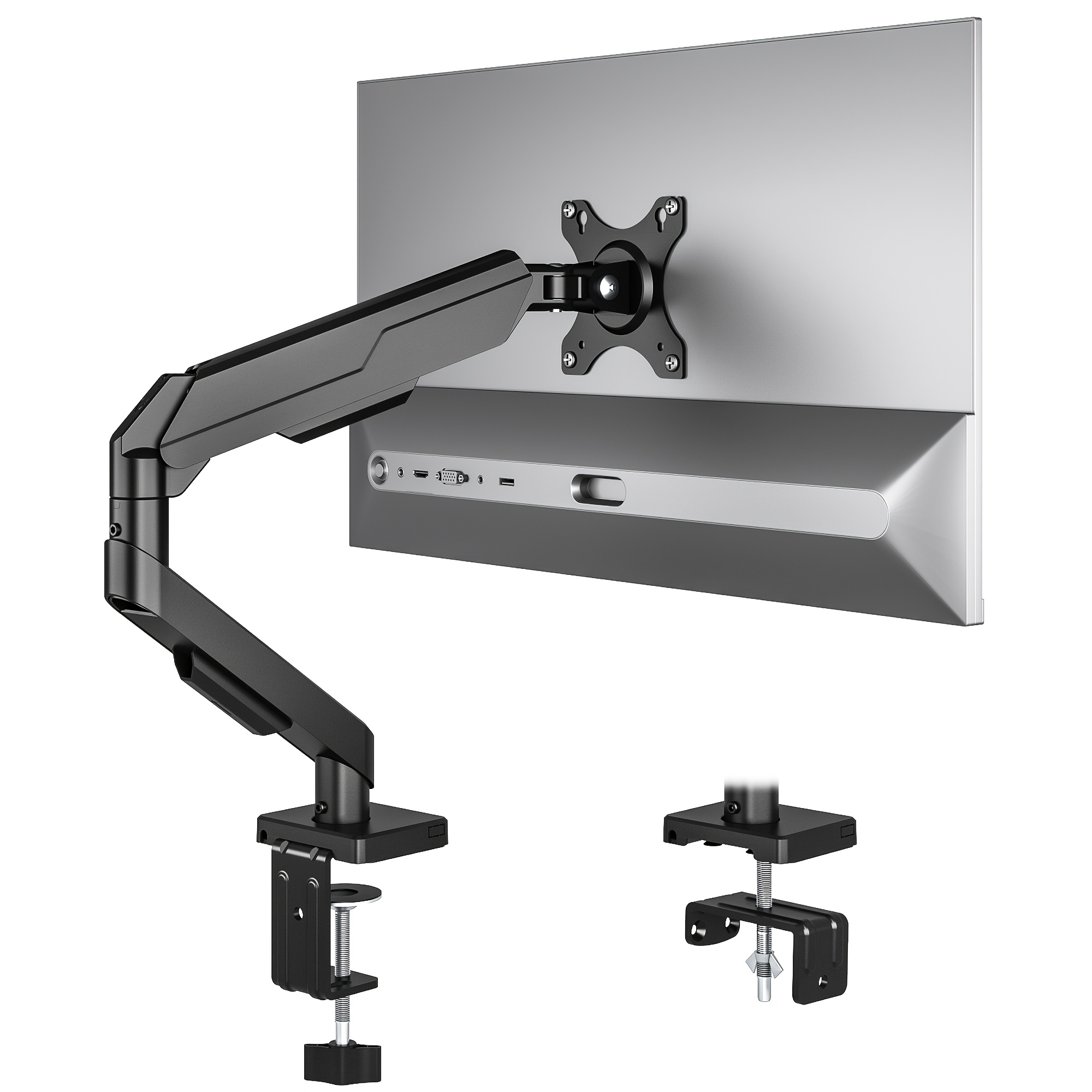 Image of Monitor Mount For 13-35 Inch Monitors 2 Kg, Vesa 75/100 Mm, Ergonomic Screen Bracket, Height Adjustable, Swivel, Tilt, Rotate