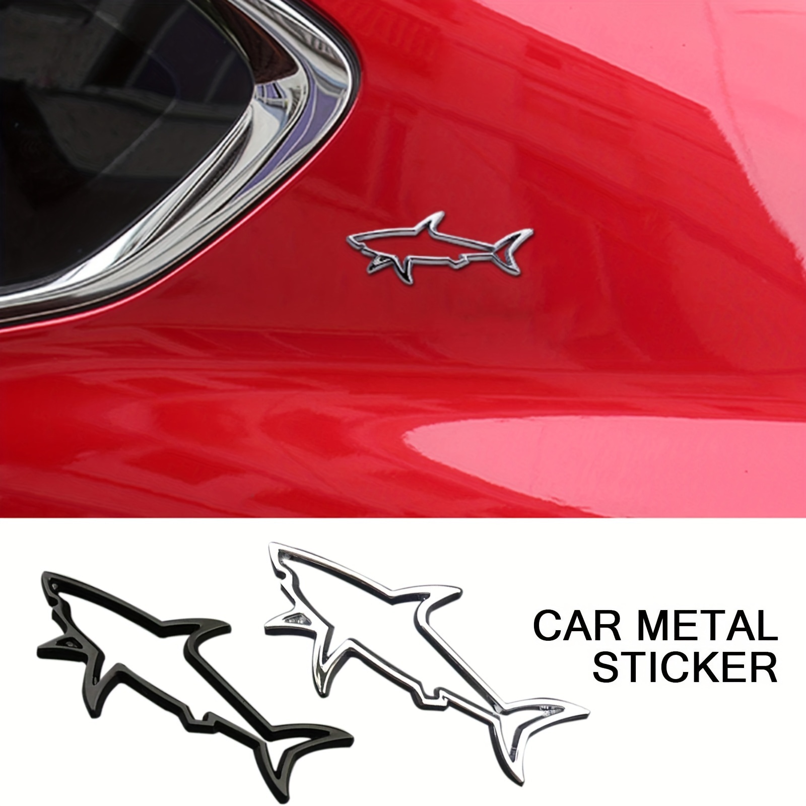 

Autocollant en de Voiture Métallique 3D, Badge Requin Creux pour Décoration de Coffre de Voiture et Moto