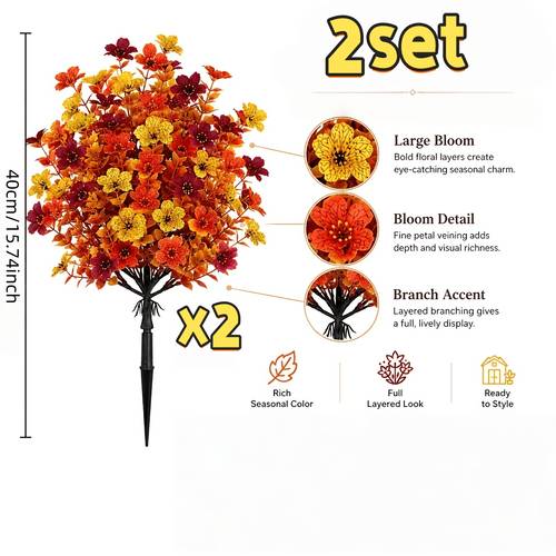 2 pack artificial violet tree set high quality artificial potted flower tree with lifelike autumn colored flowers suitable for indoor outdoor decoration suitable for balcony patio garden porch year round