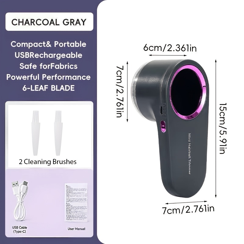 TEMU With 2 Cleaning Brushes, Usb Rechargeable Fabric Shaver With Digital Display, Portable Lint Remover, Efficient Fuzz Bobble Pill Remover For