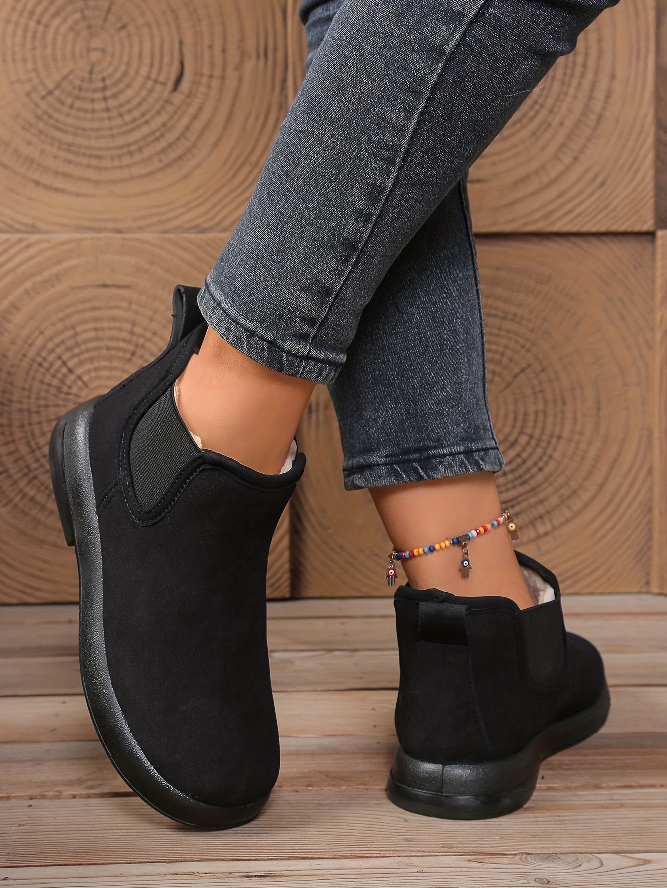 womens winter boots slip on flat heel ankle boots with cushioned insole non slip eva sole cozy fleece lined cold weather shoes for moms office Product details 8