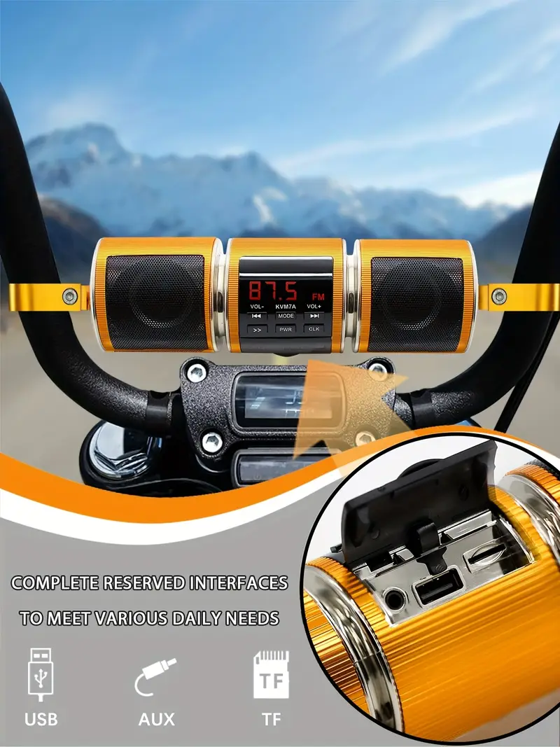 12v wireless motorcycle stereo speakers built in amplifier great for motorcycle scooter bike without battery details 4