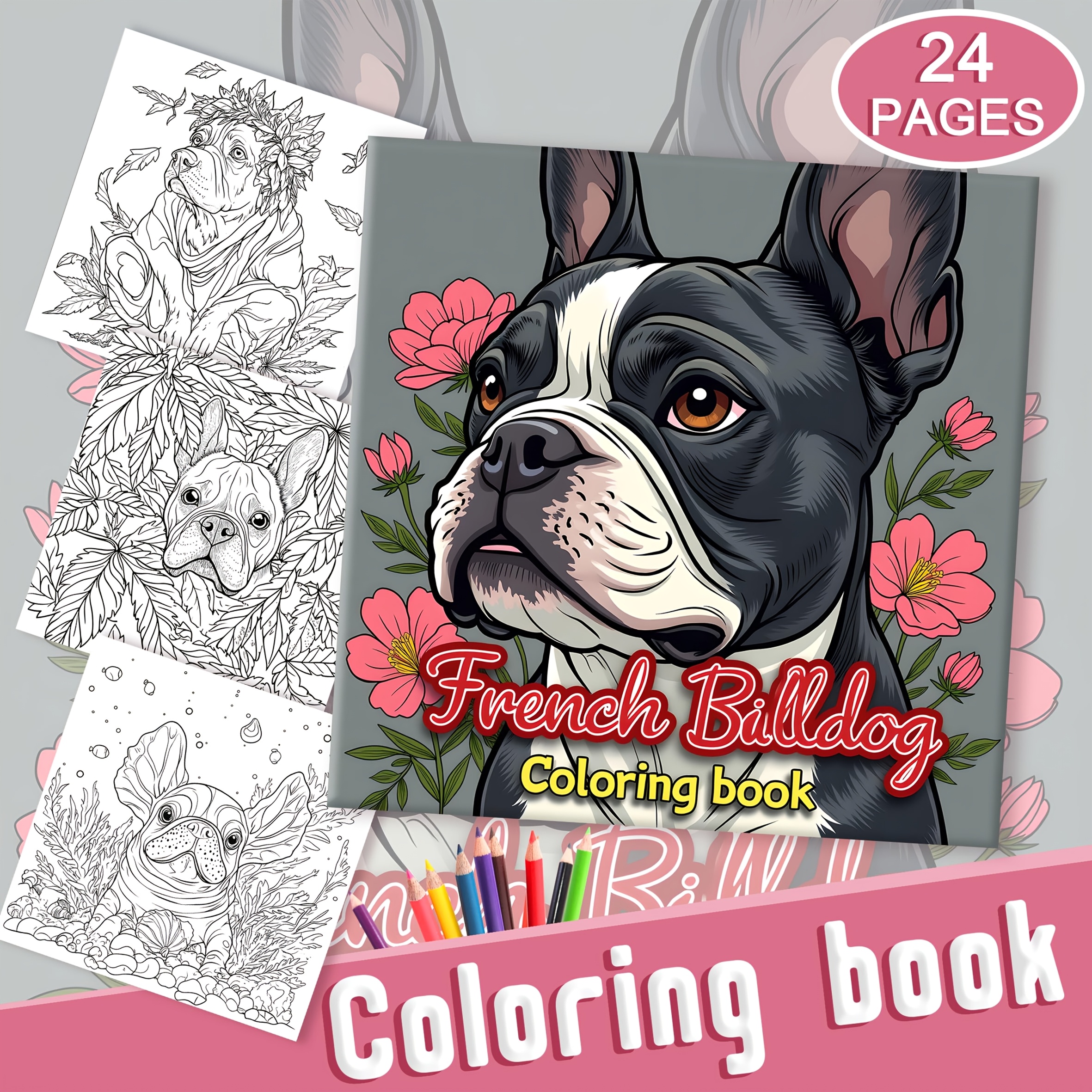 

1pc French Bulldog Adult Coloring Book, 24 Pages, Single-sided, Clear Lines & Exquisite Patterns, Perfect Gift For , Ideal For Halloween, Thanksgiving, Christmas