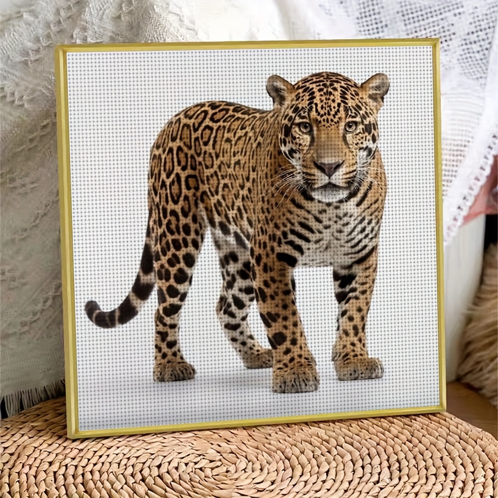 Complete JAGUAR Cross-Stitch Kit, Color-Coded Threads