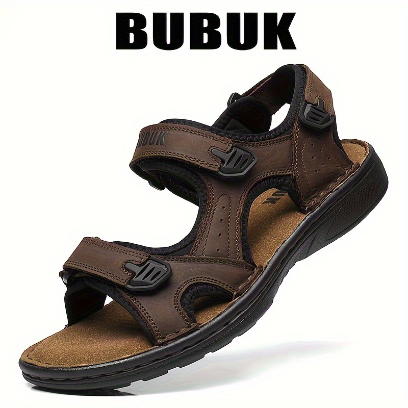 Image of Men's Layer Cowhide Summer Wear-out Sandals Thick-soled Outdoor Men's Lightweight Soft-soled Men's Sports Trendy Driving Shoes