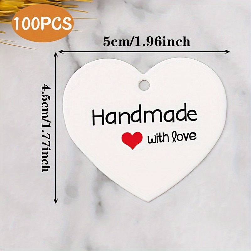 TEMU 50/100 etichette regalo a forma di cuore con iscrizione " con amore", ideali per feste e regali, etichette per confezioni regalo e lavoretti