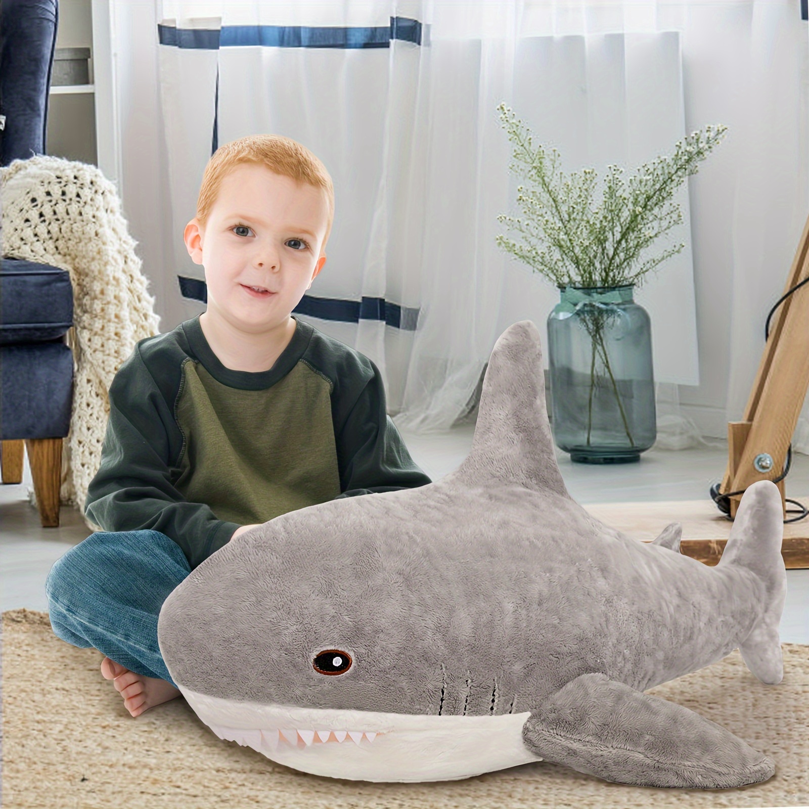 Shark Plush Stuffed Animal Shark Plush Pillow Kids Temu