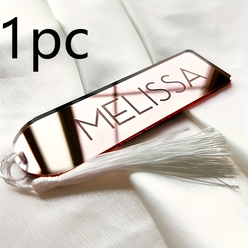 TEMU Personalized Engravable Acrylic Bookmark With Custom Name/text & Color - Elegant Reflection Mirror Suitable For Books, Journals, Gifts - Book