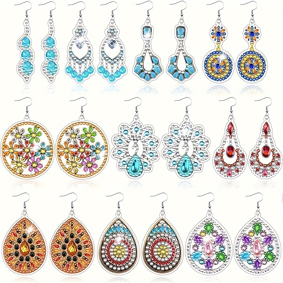 

Diy Diamond Art Painting Earrings Kit: Handcrafted Acrylic (pmma) Diamond Art Earrings, Vintage Style, Bohemian Dangle Earrings, Diy Jewelry Making Kit, Perfect For Festive Gifts