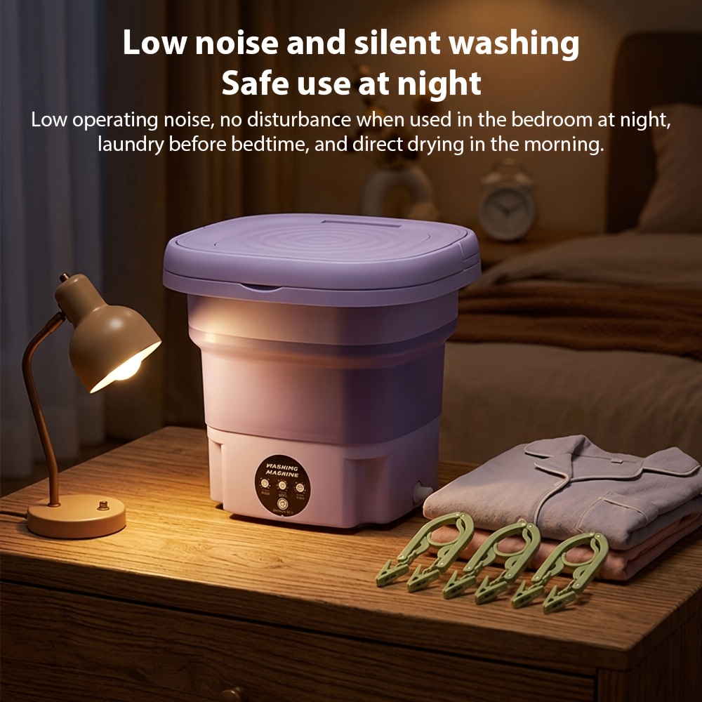 foldable washing machine 2 38gal high capacity mini washer with cleaning half automatic washt foldable washing machine with dry for socks clothes towels delicate items purple Product details 3