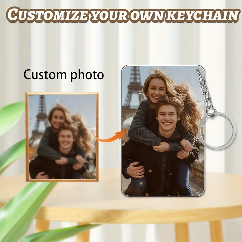 

1pc Elegant Acrylic Couple Keychain With Custom Photo, Personalized Valentine's Gift, Romantic Keepsake For Couples