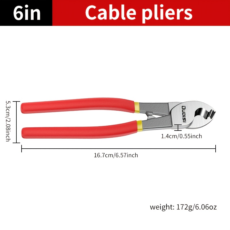 TEMU 1pc6 Inch, 8 Inch, 10 Inch Wire Stripping Pliers, Cable Scissors, Chrome Vanadium Steel , Wear-resistant And Durable, Used For Sharp Cutting Of