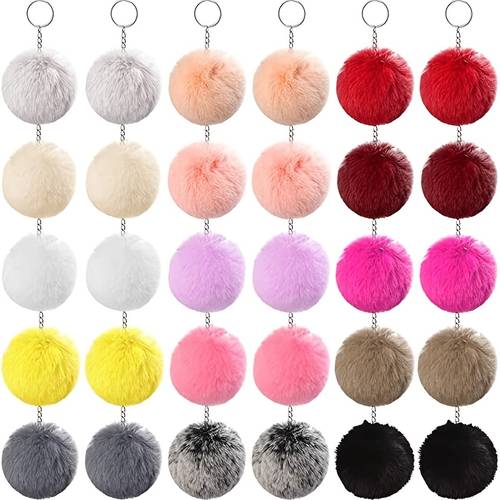 100pcs plush ball keychain set 25 autumn and winter plush balls 25 keychains and 50 jump rings plush ball keychain set spring festival valentines day gift holiday gift