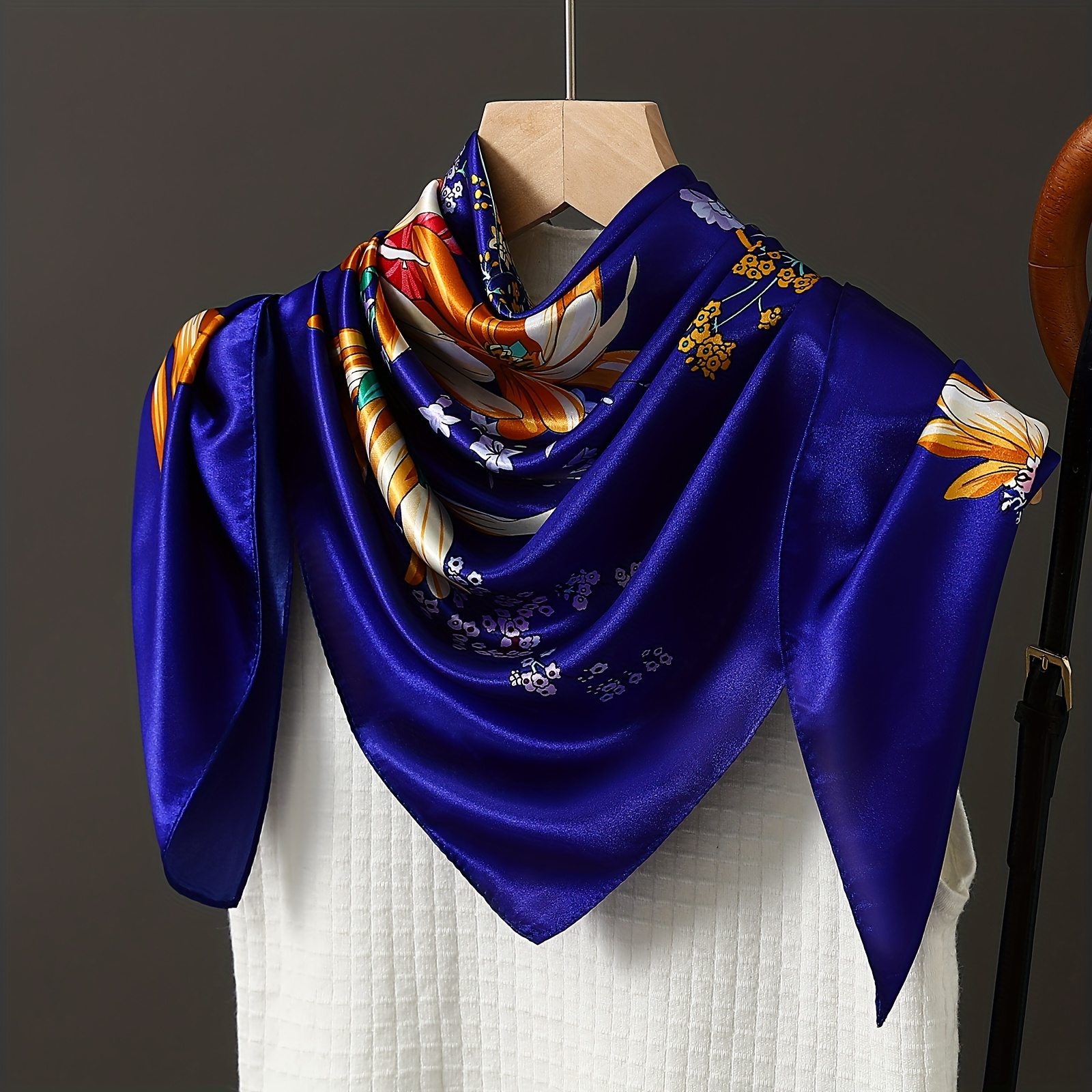 TEMU 1 de bufanda cuadrada de 35.43*35.43 pulgadas, bufanda de moda, pañuelo para la cabeza para exteriores, chal de estilo , bufanda delgada para la