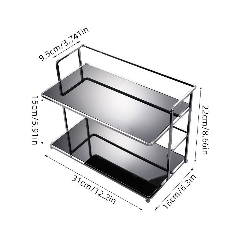 E-shop 1 Stück Polierter Chromfinish Eisen Tischplatte Lagerung Rack, Rechteckiger Organizer für Küche, Wohnzimmer, Schlafzimmer, Badezimmer -