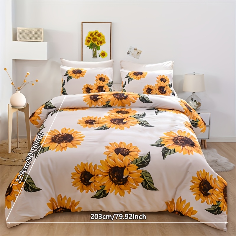 fresh sunflower quilt cover set chemical fiber brushed Temu United Kingdom