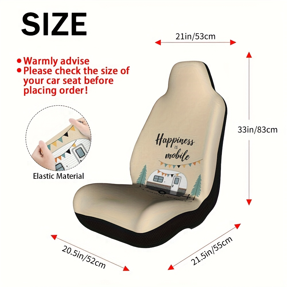 TEMU 2 pièces, Housses de siège auto Thème Camping-car Mobile , Confortables et Lavables, Adaptées aux sièges de voitures et camions, pour les