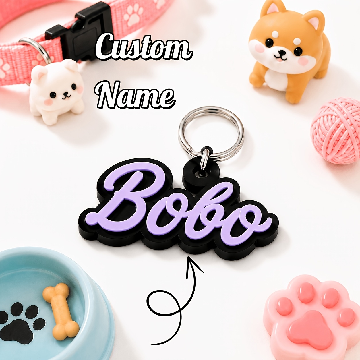 TEMU Cursive Art Letter Double Layer Acrylic Custom Tag, Colorful 3d Letters Collar Pendant, Pet Anti-loss Id Plate, Customizable English Letters,