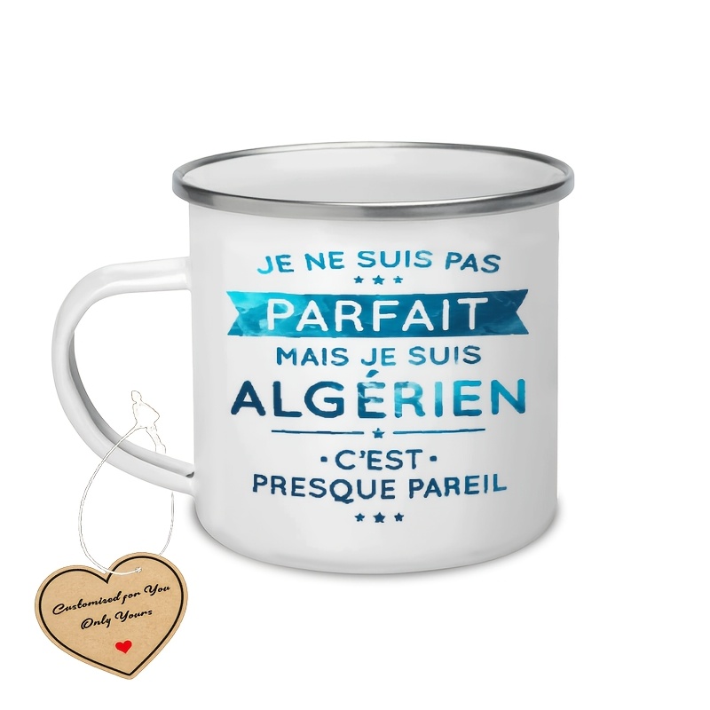 TEMU 1 tasse à café isotherme en émail pour restaurant et entreprise - Style algérien, tasse blanche avec poignée, pour et , cadeaux pour femmes,