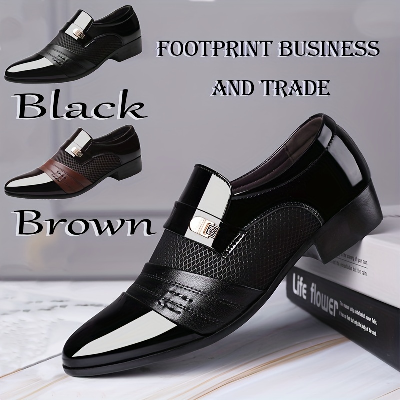 

Plus Size Men's Solid Color Slip On Business Shoes, Comfy Non Slip Casual Durable Rubber Sole Casual Walking Shoes, Men's Footwear