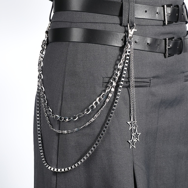 1pc Hip-hop Metal Decorative Pants Chain, Star Pendant Belt Chain, With Street And Punk Style Outfits, Suitable For Jk Skirts, Jeans, And Trendy Additions