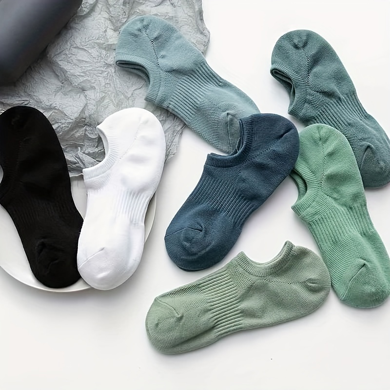 

7pcs Men's Breathable Mesh No-show Socks - Summer , Low-cut Athletic Boat Socks With Waistband