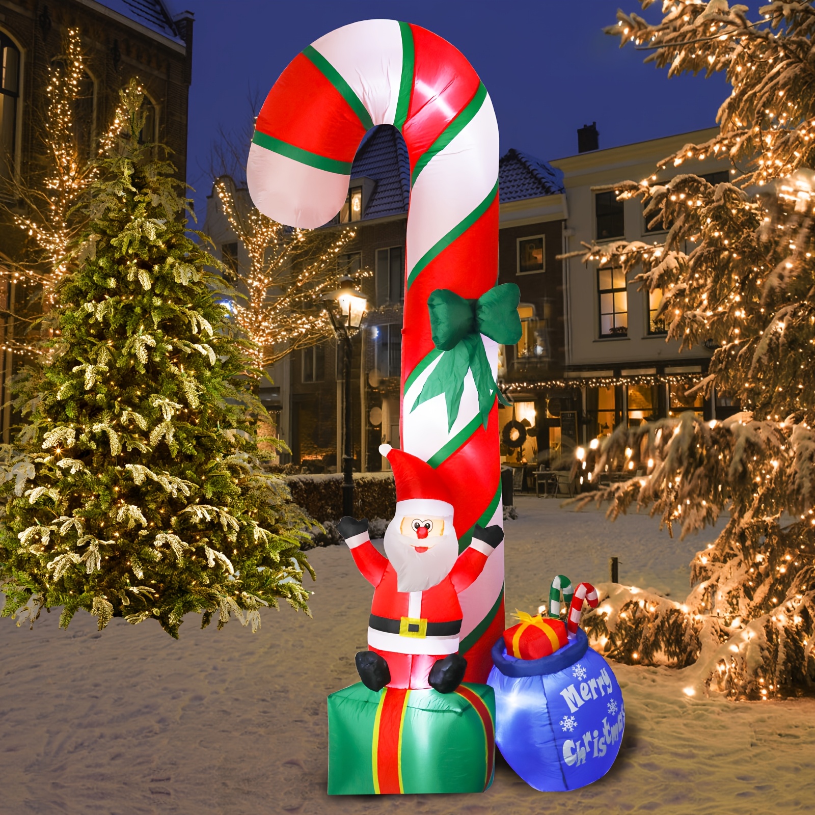 

Christmas Inflatable Candy Cane Decorations Outdoor Blow Up With Led Lights For Holiday Party Yard Decor