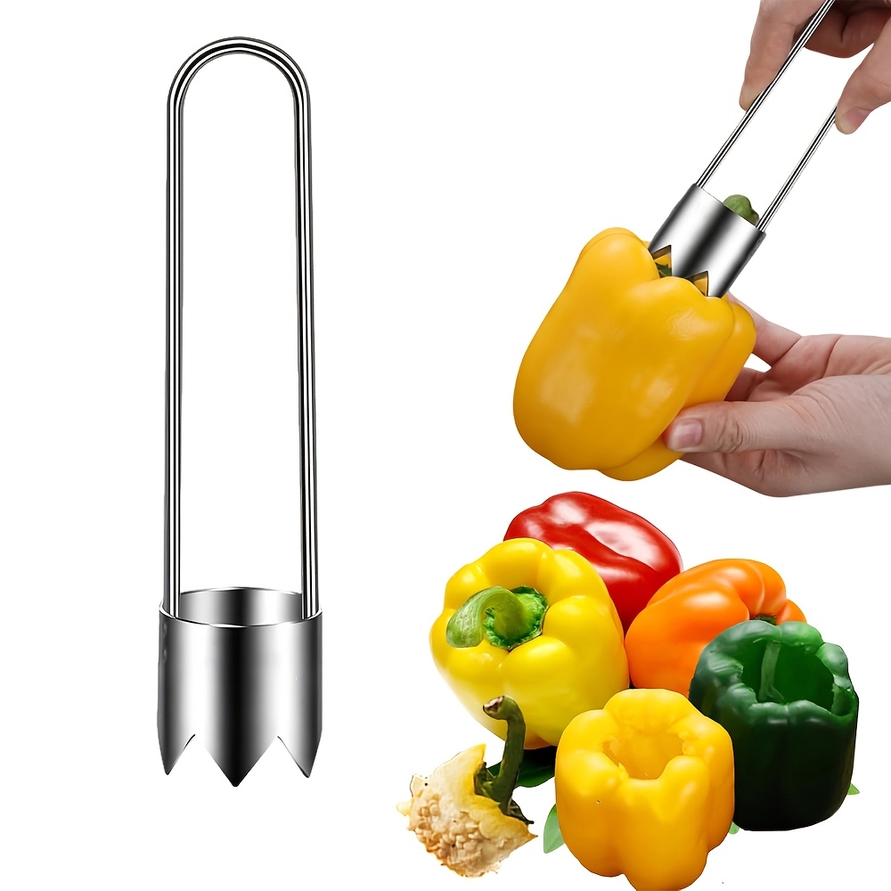 

1pc Stainless Steel Fruit & Vegetable Corer, Red Seed Remover, Universal Kitchen Gadget For Apple, Pear, Tomato, Pepper - &