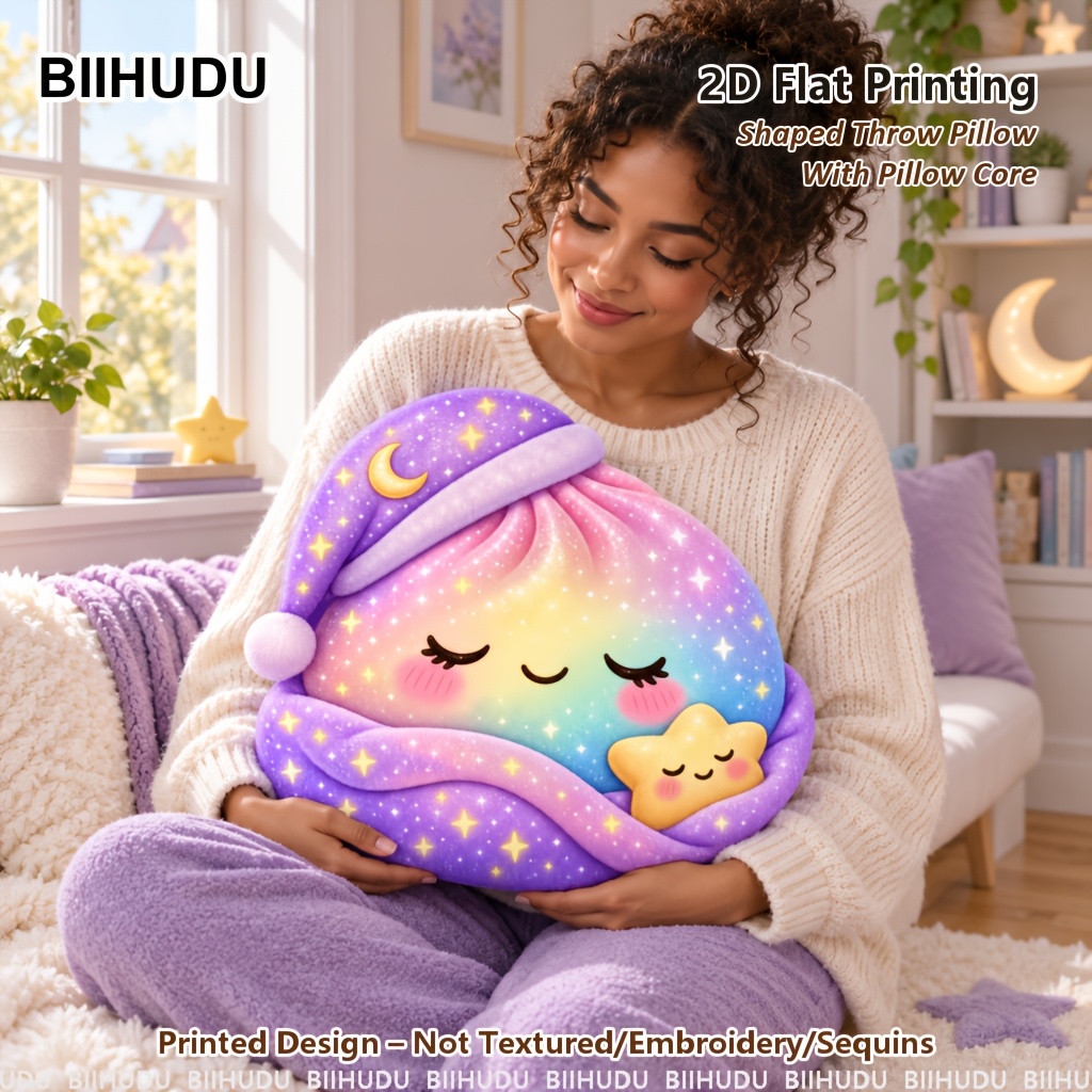 TEMU 2d Flat Printing Dumpling Stuffed Shaped Throw Pillow For Sofa Decor Suitable For Bed Use Comfortable Throw Pillow A Good Ideal For A Gift