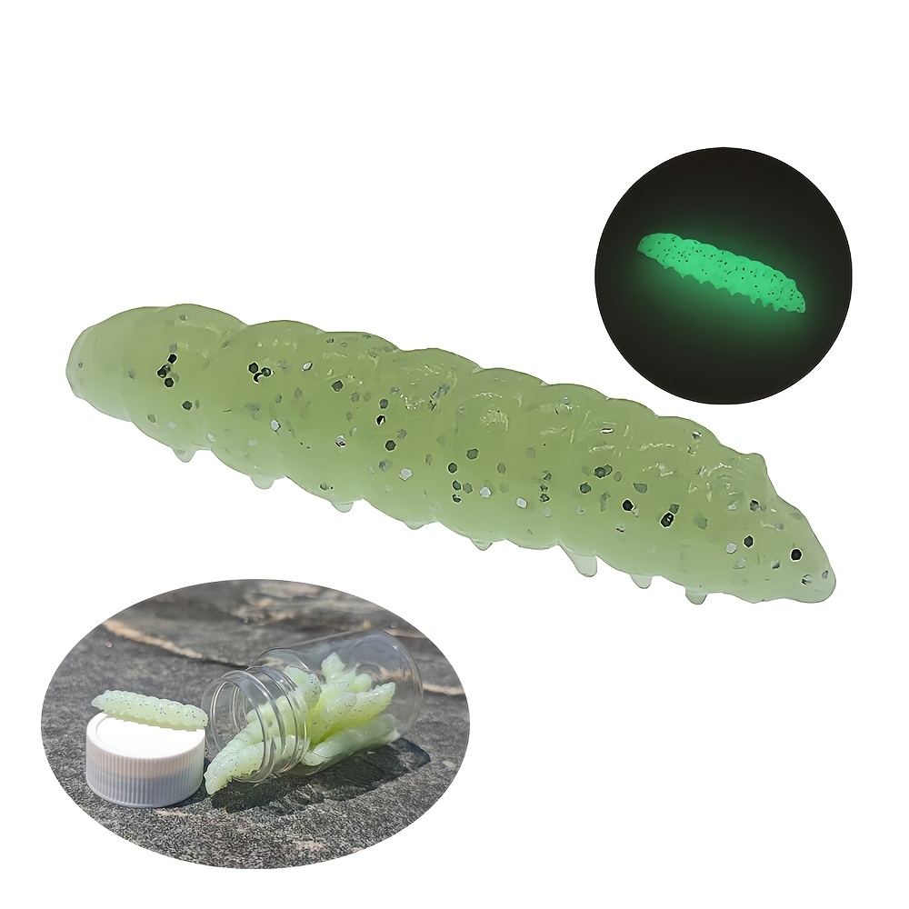 TEMU 12pcs 4cm/1.57in Floating Worm Lures, Trout Lures, 12 Per Bottle, Tpe Material Floating Soft Baits, Ideal For Freshwater Fishing, A Perfect Gift