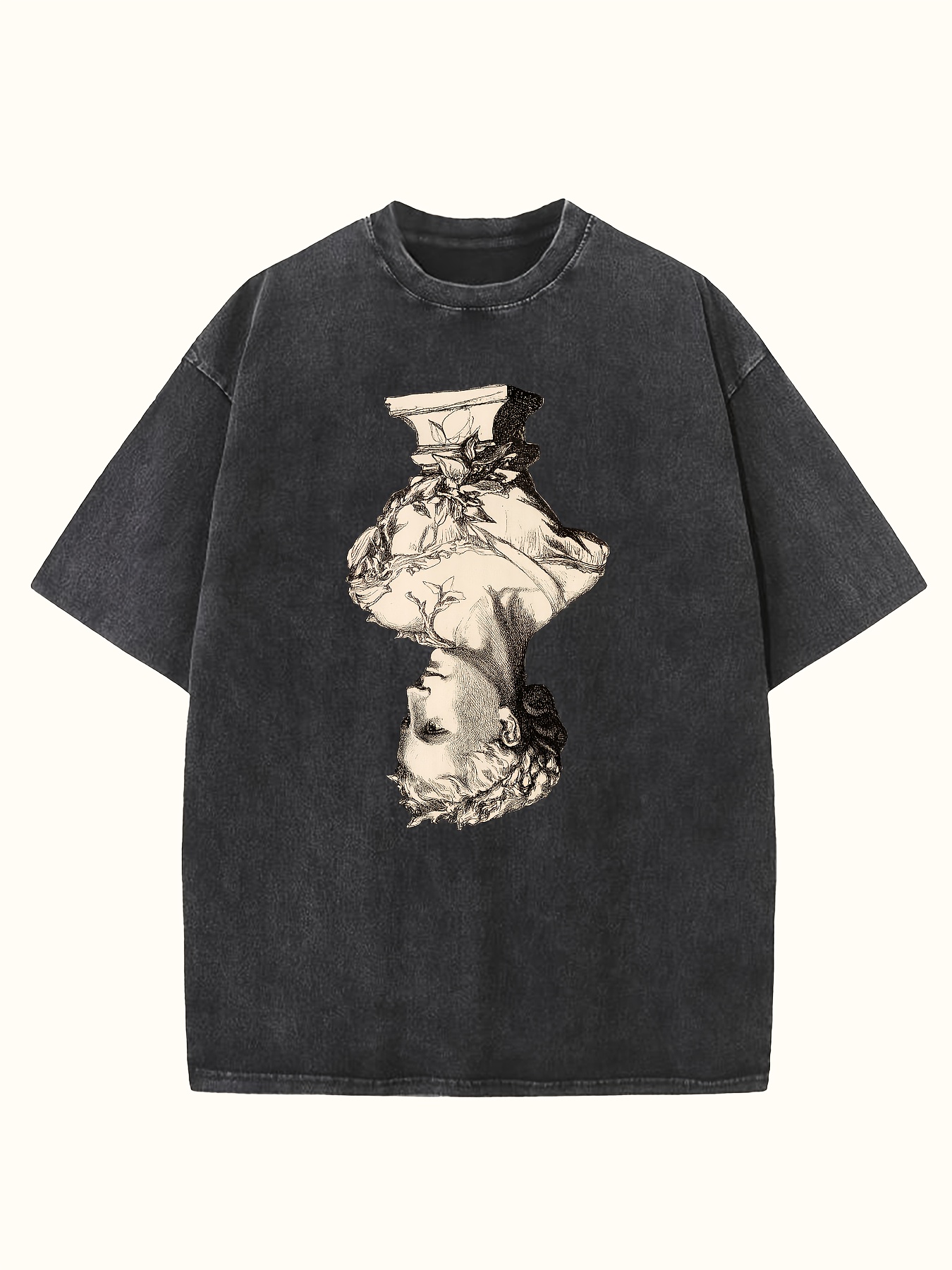 statue print oversized cotton solid drop - Temu