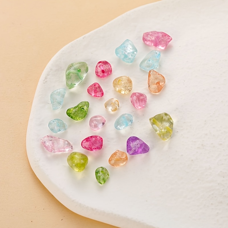 TEMU 30/60/120/240pcs Irregular Shaped Drilled Natural Colored Stone Beads, . 5-8mm In Diameter, Loose Beads Suitable For Diy Handmade Jewelry,