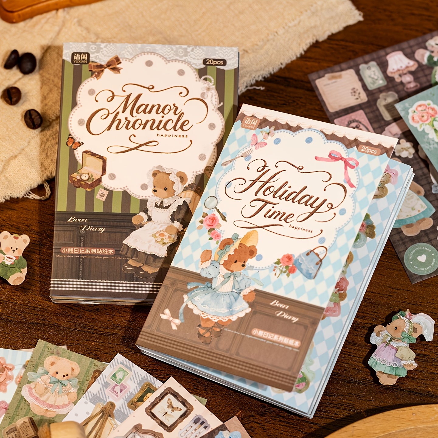 TEMU 2pcs, 'autocollants sur le thème de rétro, Journal Rétro Motif d'animaux de compagnie Scrapbook Autocollants décoratifs, Étiquettes d'emballage