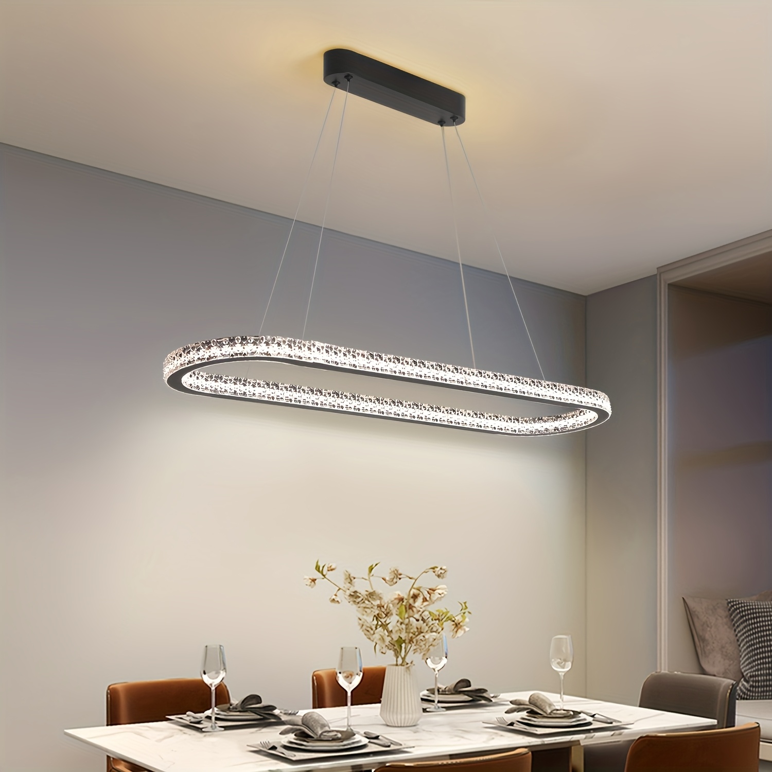 Dining Room Lamp Hanging Light LED Pendant Light Dining Table Hanging Lamp  Living Room Table Kitchen Hanging Lamps Modern Chandelier Oval Design Lamp 