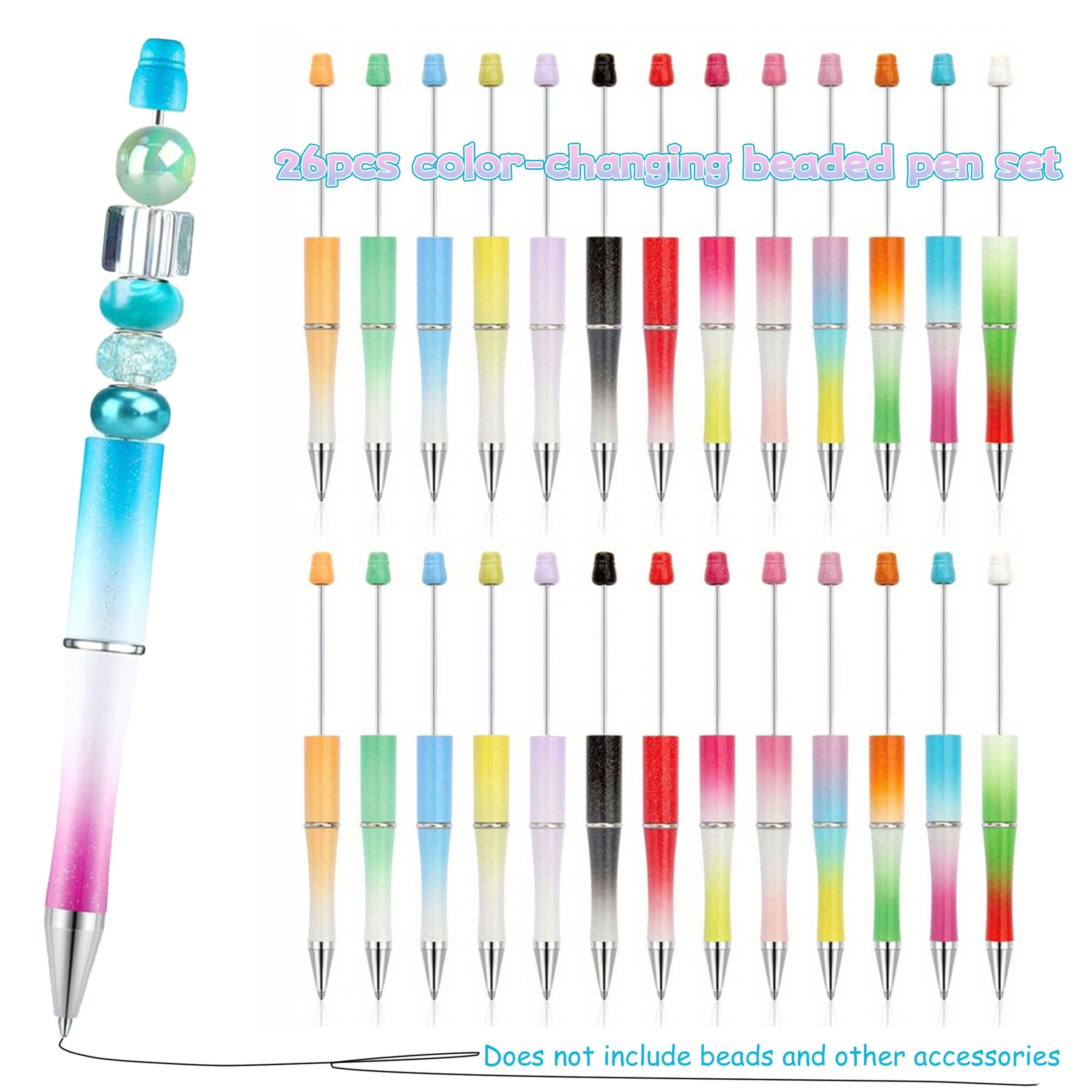 

26pcs Gradient Series Diy Beaded Pen Combination Home Office Signature Pen Fun Gift Diary Gift Pen Birthday Gift Party Gift Without Beading (black Ink)