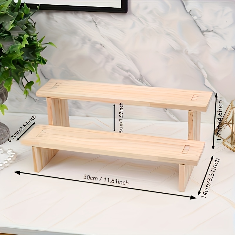 TEMU Wooden Display Shelf | | 3 Sizes For Collectibles, Kitchen & Dining Decor, And Organizer