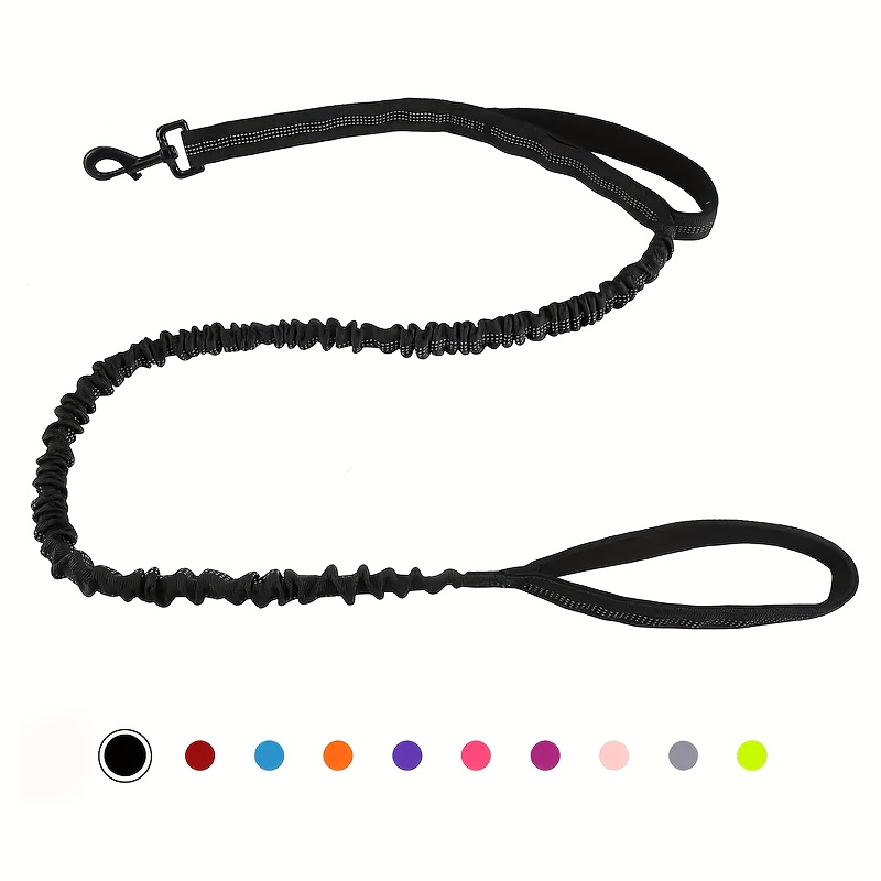 Image of Heavy Duty Bungee Dog Leash, 5-foot Shock Absorbing Polyester Lead With Dual Padded Handles, Adjustable Waist And Secure - In Multiple Colors For Training , Without Battery