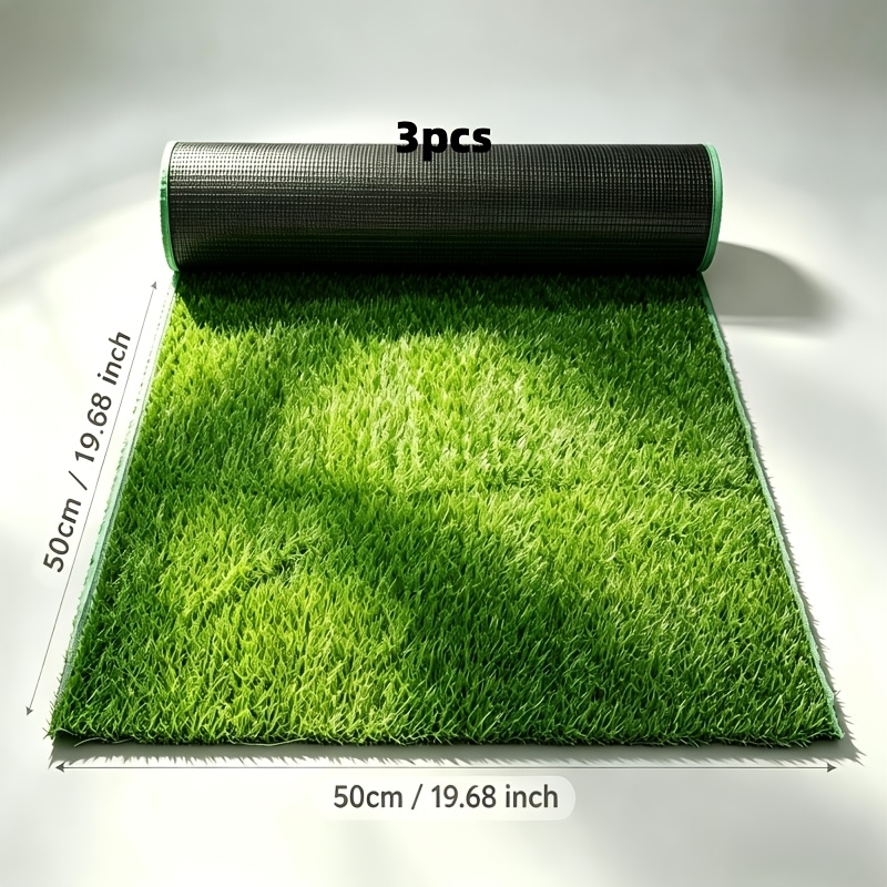 TEMU 3 Rolls Of Large Size Artificial Turf Products, Total Length , Including Fake Grass, Fake Grass Mats, Various Shapes Of Door Mats, Suitable For