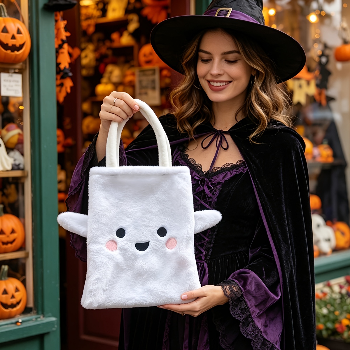 TEMU 1pc Halloween Handbag, Halloween Gift Packaging Bag, Pattern Trick-or-treat Handbag