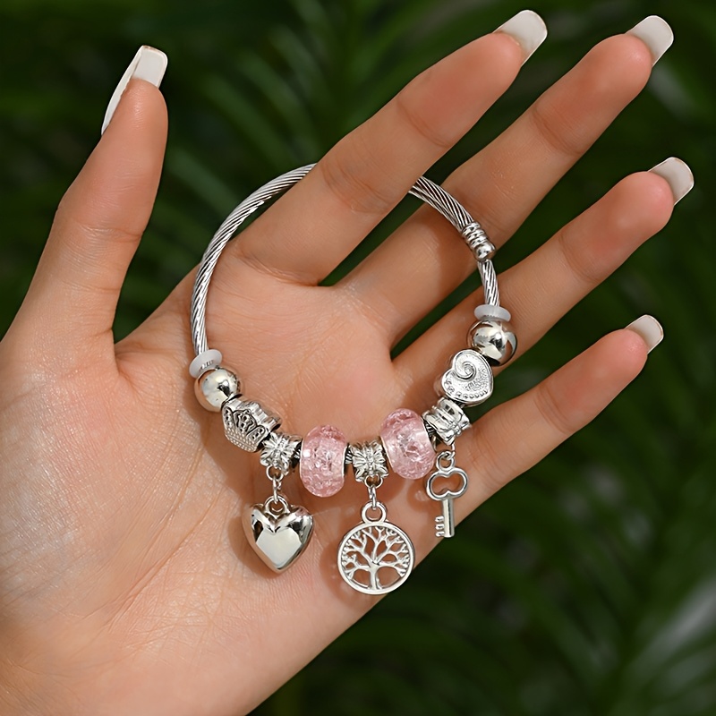 

Bracelet élégant en résine pour femmes, arbre de vie réglable et breloque en de cœur, bracelet ouvert sexy, quotidienne et cadeau, bijoux toutes .
