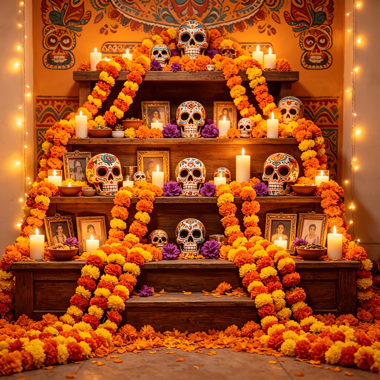 TEMU Total 4.5 Meters (including 3pcs Mixed Color Flower Garlands And Vines, 1.5 Meters Each), Autumn Faux Door Hanging, , Artificial Floral Wall