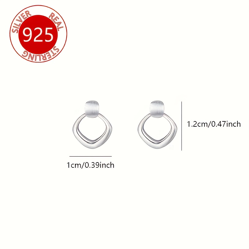 E-shop 925er Silber Hypoallergene Geometrische Quadratische Ohrstecker für Damen, Modische und Einzigartige Hohle Gebürstete High-End Ohrringe,